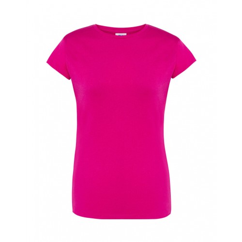Sieviešu vienkrāsains T-krekls ar īsām piedurknēm (Fuksijas krāsā)