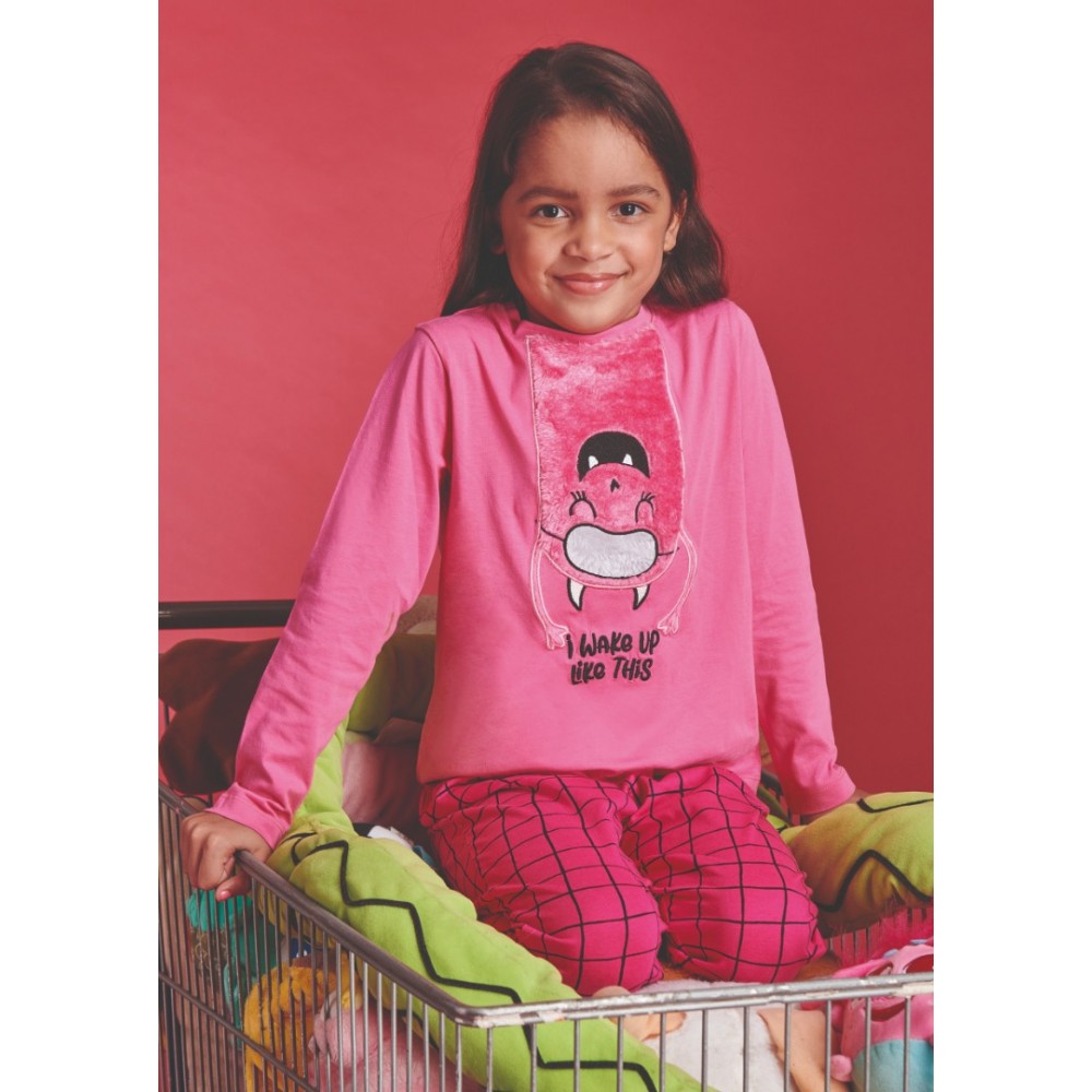 Pajamas for girls with long pants Jace (red and pink)