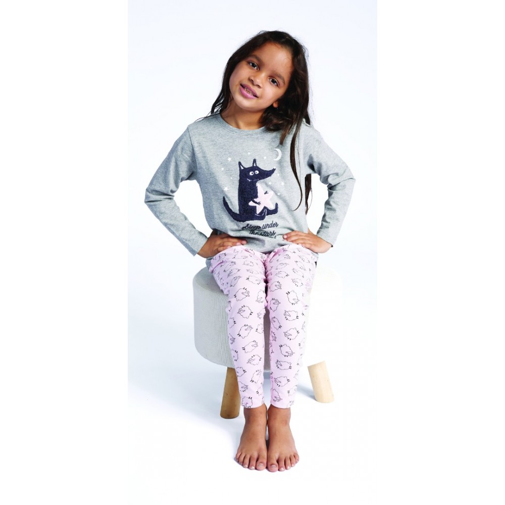 Pajamas for girls with long pants Zelena (pink and grey)