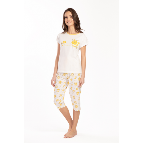 Sieviešu pidžama ar 3/4 garām biksēm ENVIE Yellow