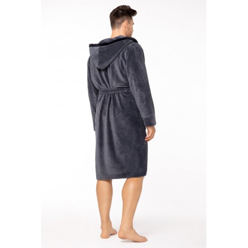 Vīriešu halāts ar kapuci ENVIE GENTLEMAN (Grey/Black)