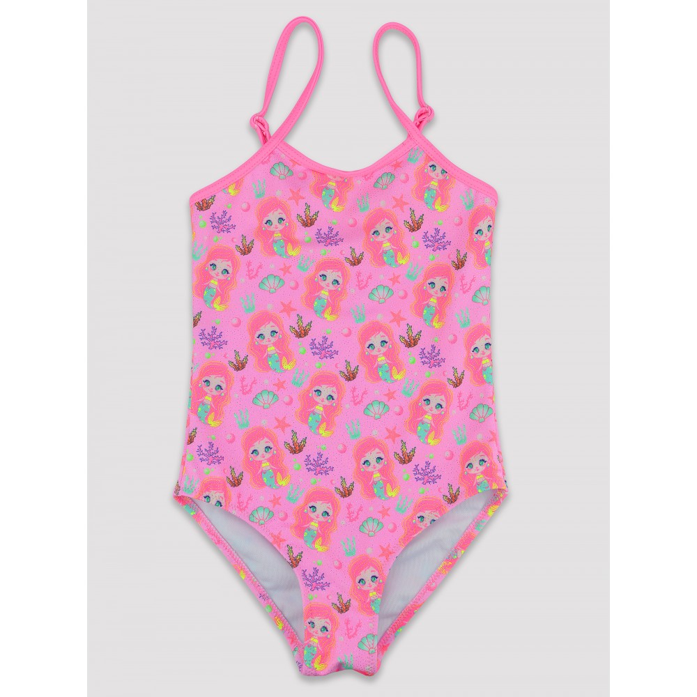 Girls' two-piece swimsuit with glitter and mermaids Yoclub KD-014