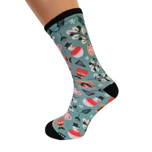 Printed classic socks "Green Christmas"