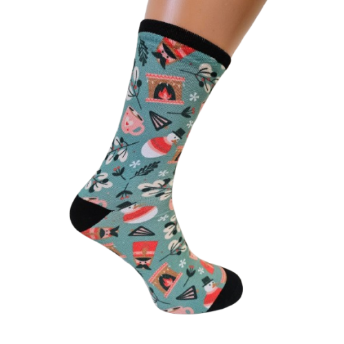 Printed classic socks "Green Christmas"