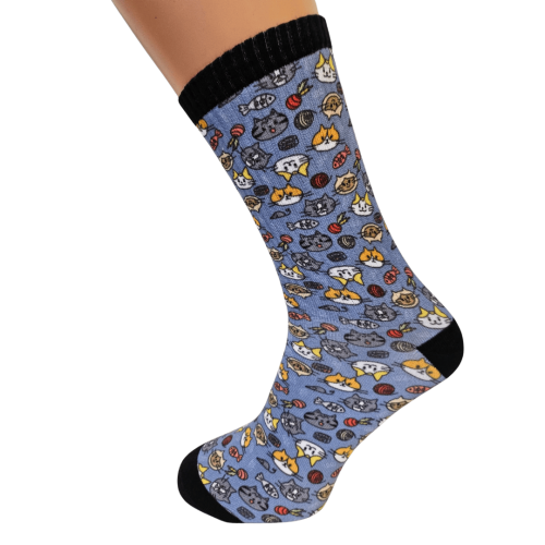 Printētas sporta zeķes "Blue Cats"