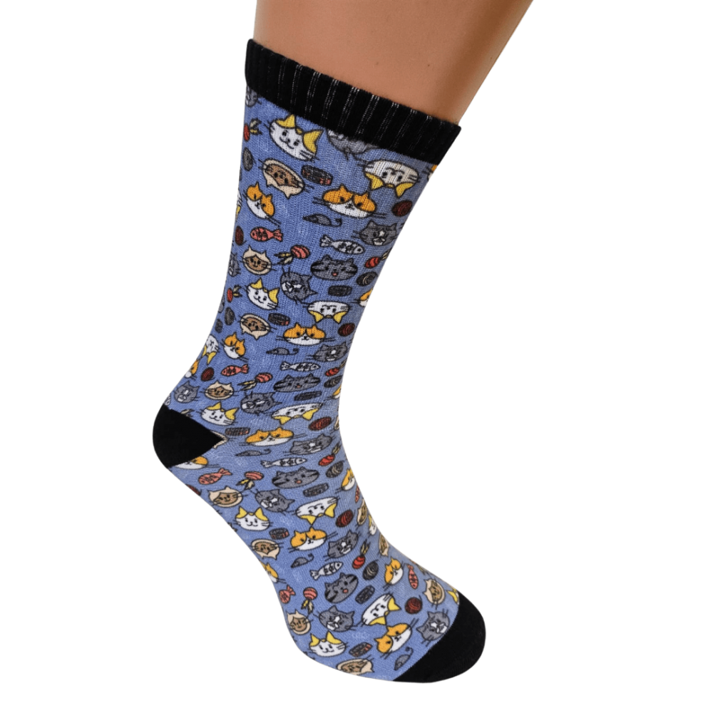 Printed sport socks "Blue Cats"