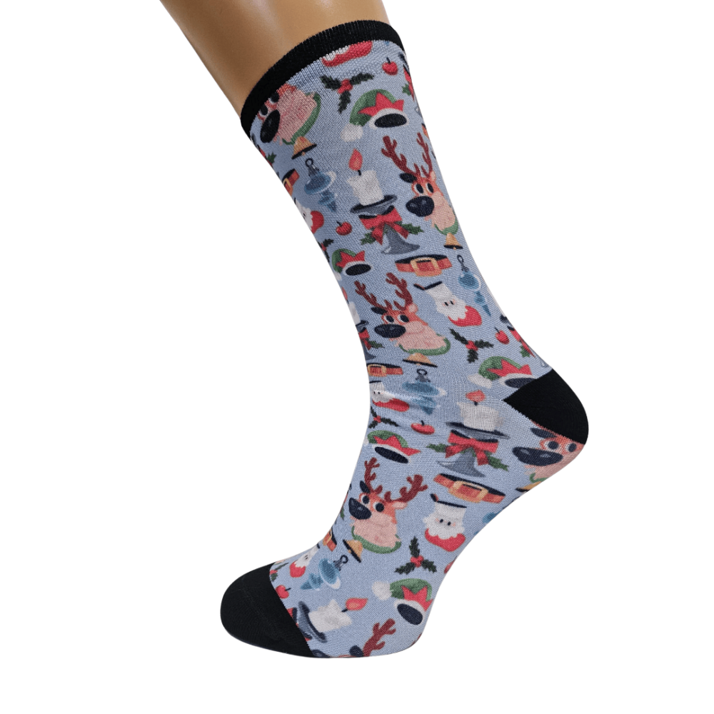 Printed classic socks "Blue Christmas"