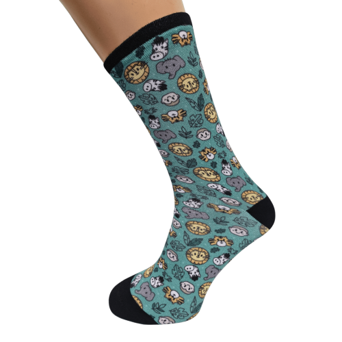 Printed classic socks "Green Animals"
