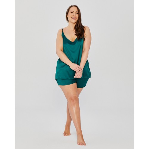 Sieviešu pidžama ar šortiem Mona Satin (Green), lieli izmēri
