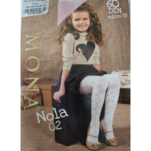 Колготки для девочек 60 den с 3D рисунком Nola 02 (MONA) (Tulip)