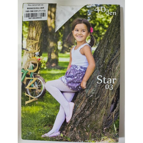 Girls tights with silver print 40 den Star 03 (MONA)