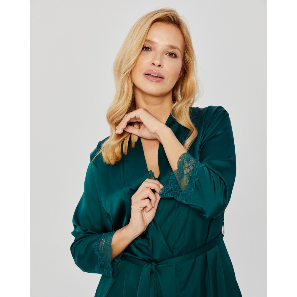 Women's bathrobe Mona Satin (green)