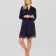 Women's bathrobe Mona Satin (navy)