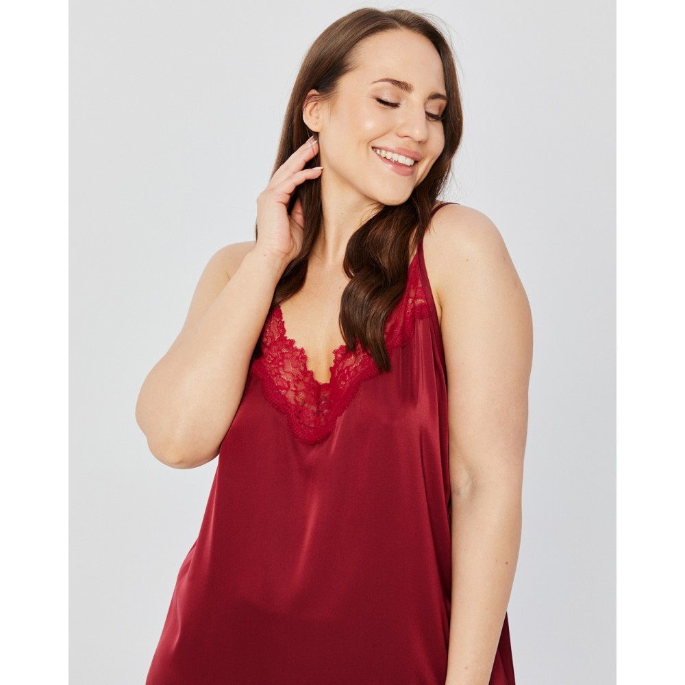 Women's nightdress Mona Satin (Burgundy), large sizes