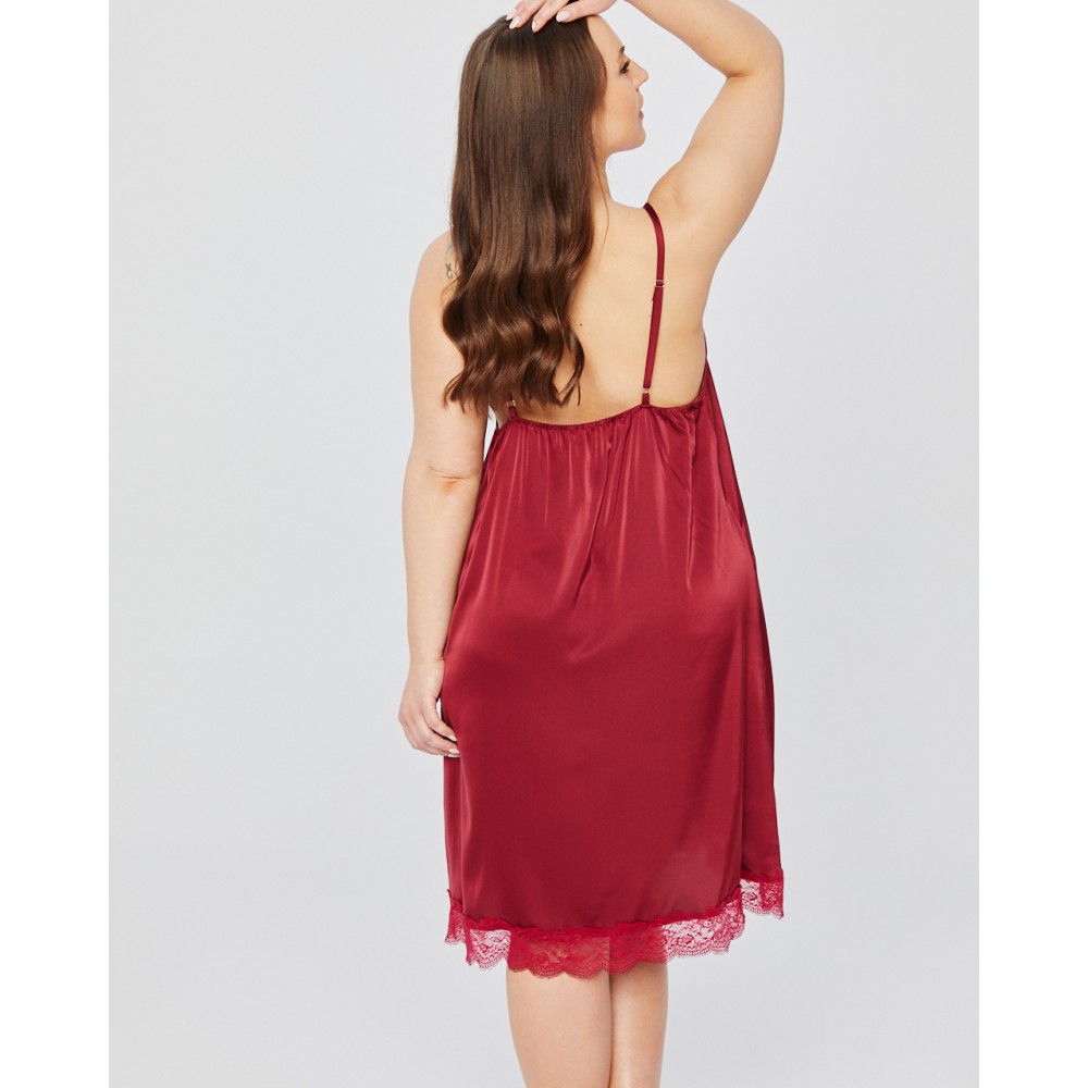 Women's nightdress Mona Satin (Burgundy), large sizes