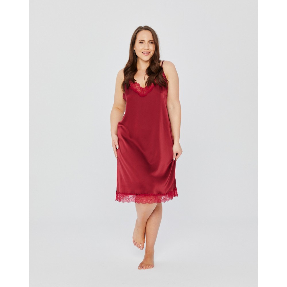 Women's nightdress Mona Satin (Burgundy), large sizes