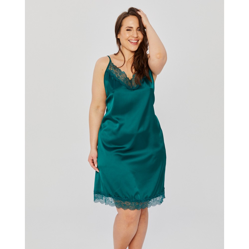 Women's nightdress Mona Satin (Green), large sizes