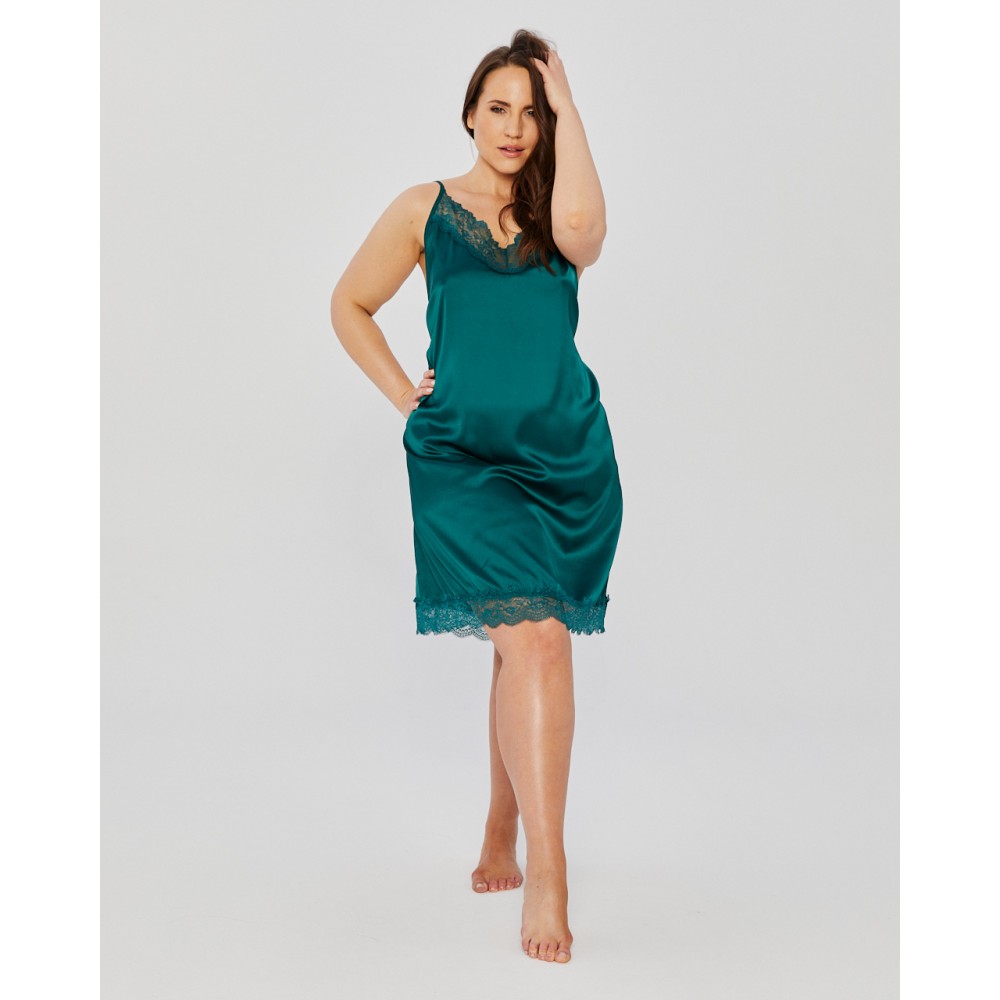 Women's nightdress Mona Satin (Green), large sizes