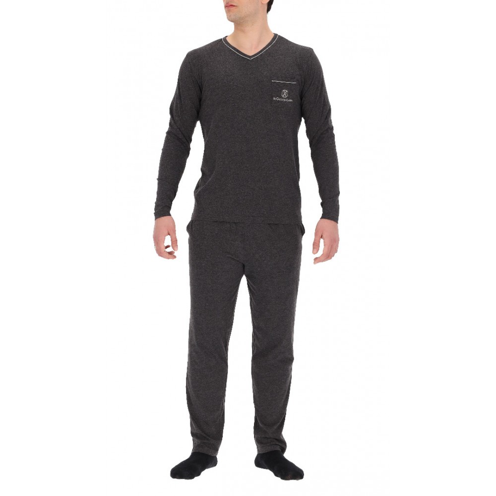 Vīriešu pidžama ar garām biksēm CXL Mod.1033 (Tumši pelēkā krāsā)
