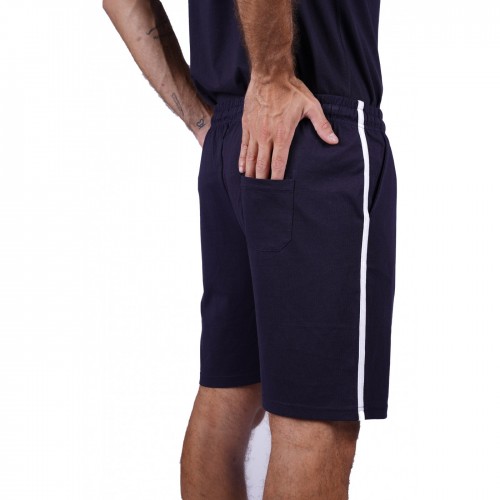 Men's shorts with stripes and embroidery PA25 (Blue Navy)
