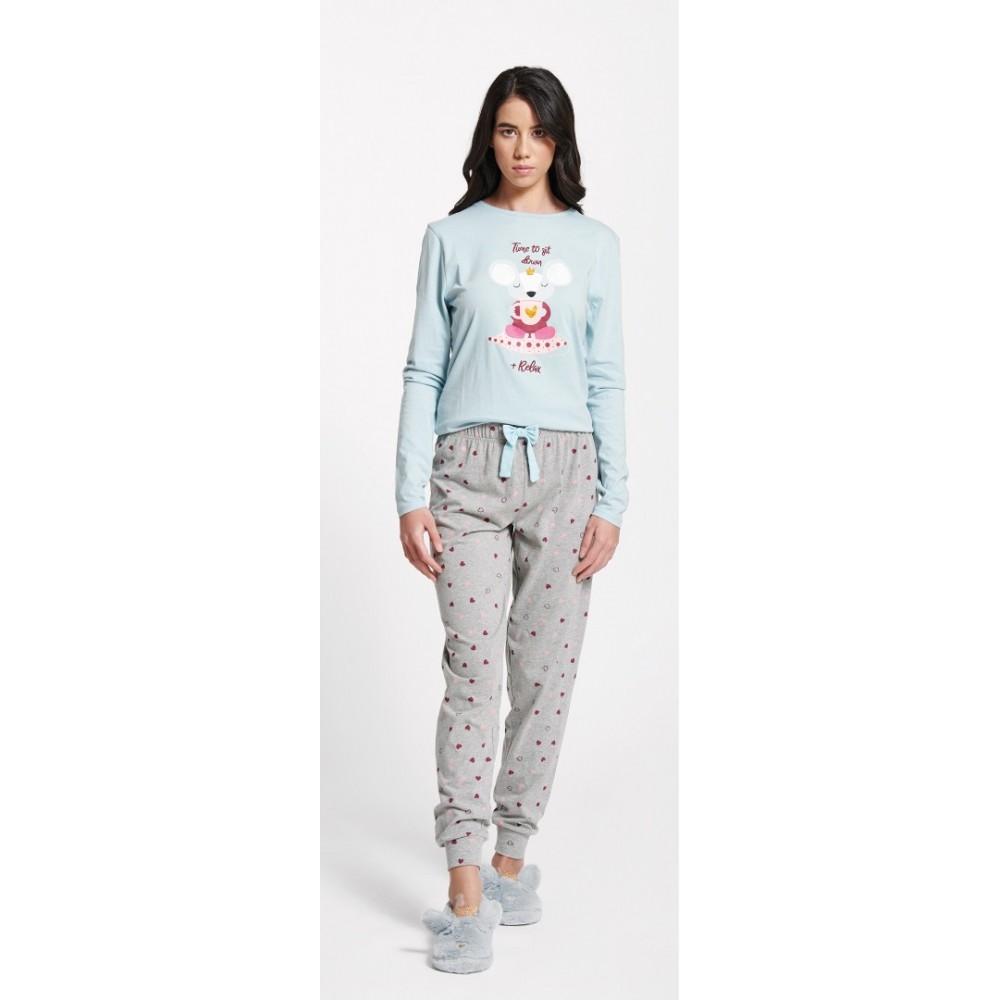 Women's pajamas with long pants Capsula (blue and grey)