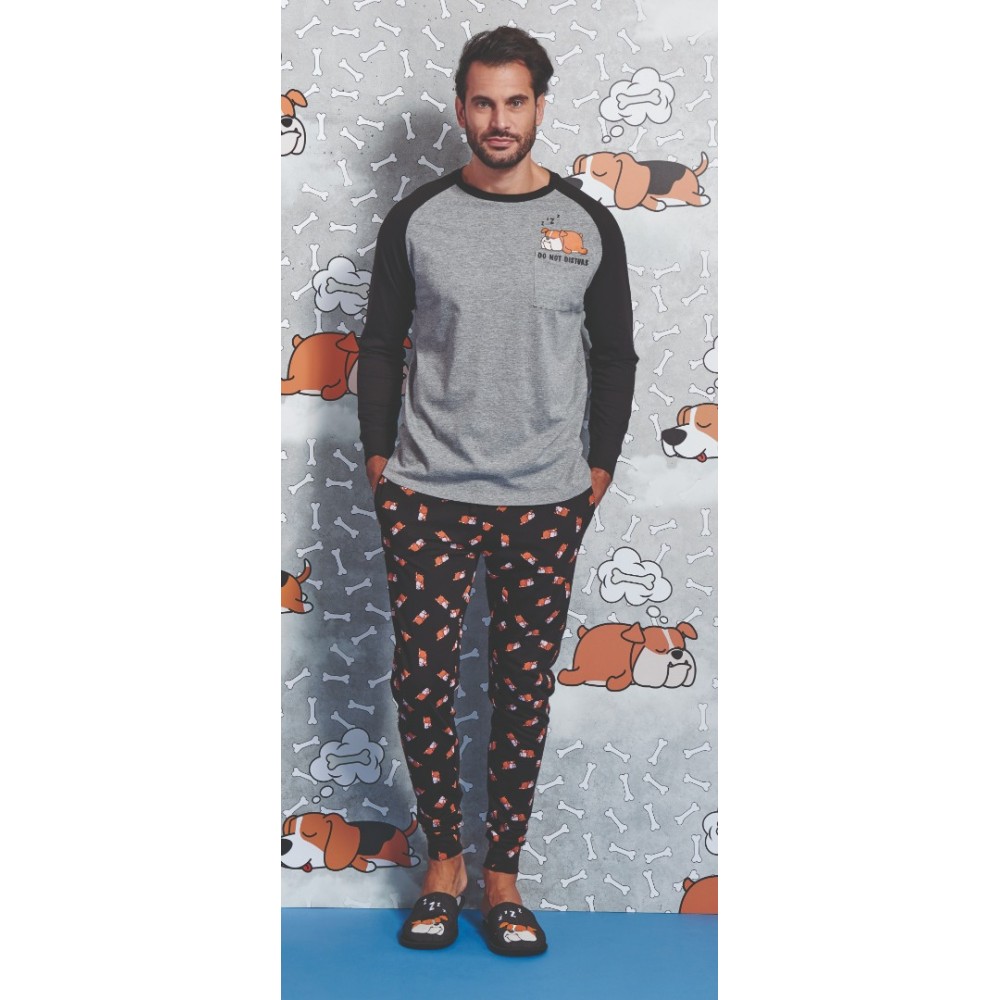 Men pajamas with long pants Jerseyuomo (black)