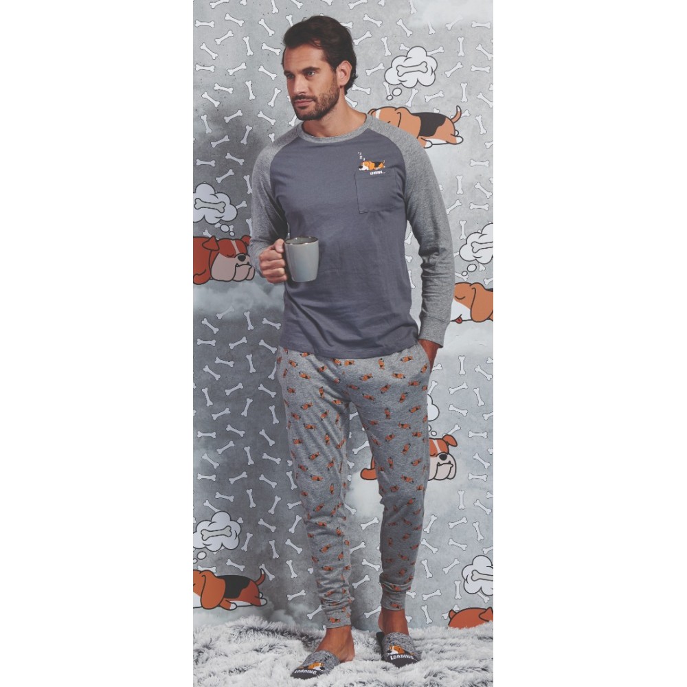 Men pajamas with long pants Jerseyuomo (grey)