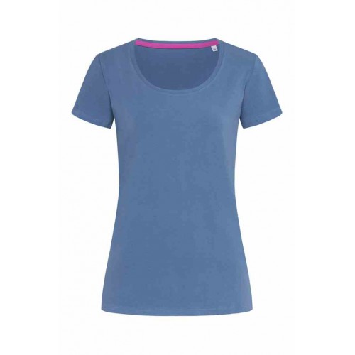 Women's plain short-sleeved T-shirt (Denim Blue)