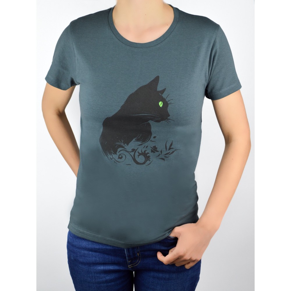 Women's T-shirt Noviti "Cat" (grey)