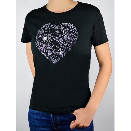 Sieviešu T-krekls Noviti "Heart" (melns)