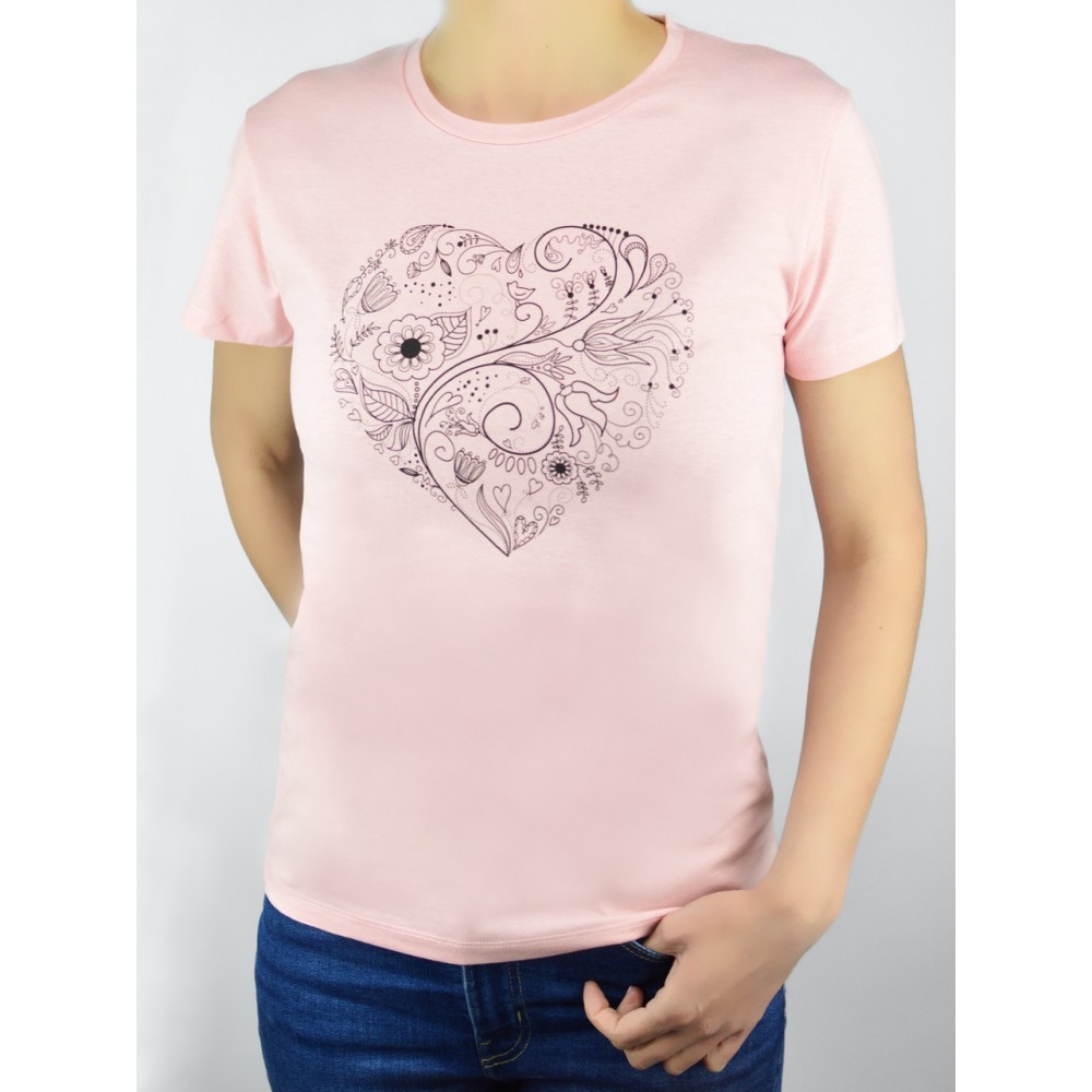 Women's T-shirt Noviti "Heart" (pink)