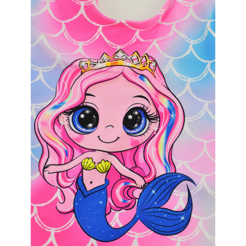 Girls' two-piece swimsuit with glitter and mermaids Yoclub KD-014