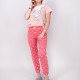 Women's pajamas with long pants YOCLUB (Pink, red)