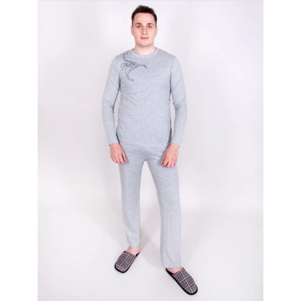Мужская пижама с длинными штанами YOCLUB (Серая)