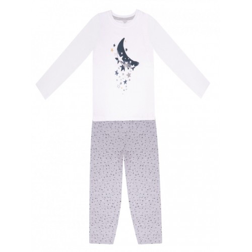 PJD-002 Stars Meiteņu pidžama YOCLUB (Baltā, pelēkā krāsā)