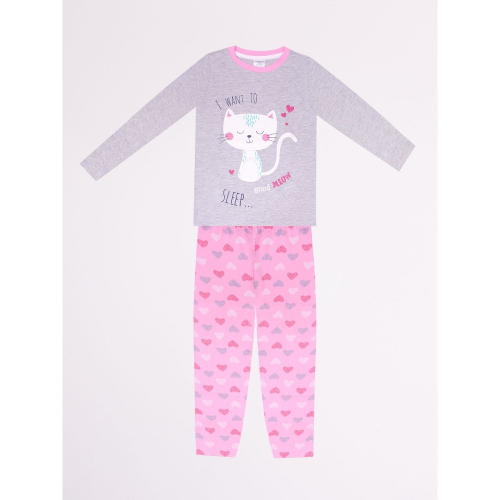 Pajamas for girls YOCLUB (Grey, pink)