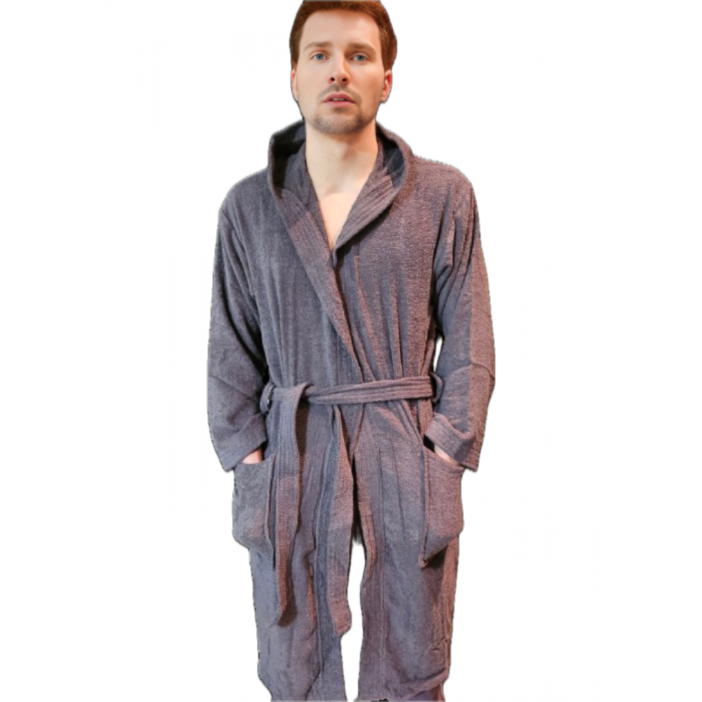 Women's or men's robe with hood (Grey)