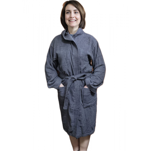 Women's or men's robe with hood (Grey)