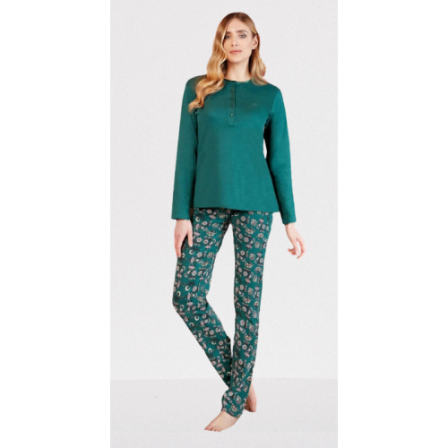 Sieviešu pidžama ar garām biksēm NOTTINGHAM Mod. PG38107(Dark Green)