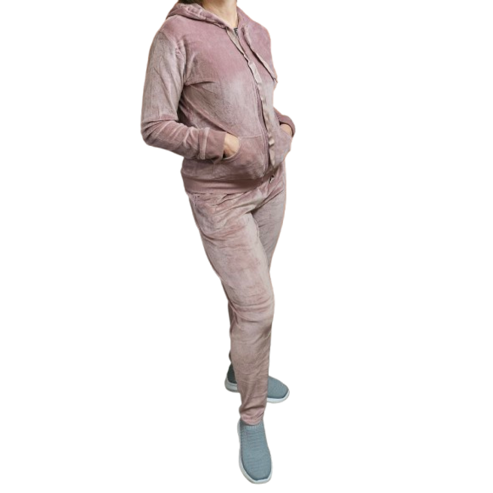 Women's Velor Jumpsuit with Hood (pink)