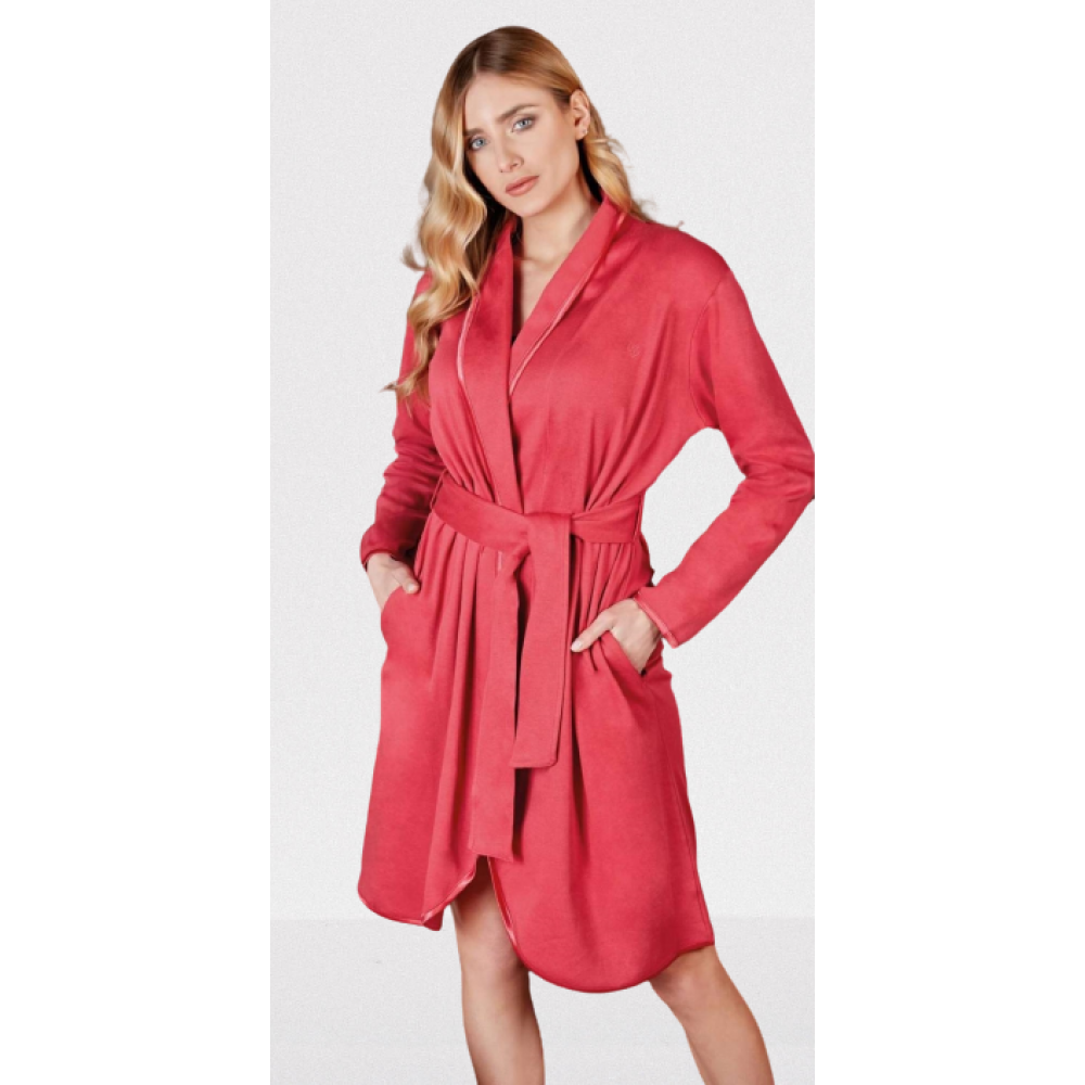 Women's bathrobe NOTTINGHAM Mod. PV38096(Raspberry).