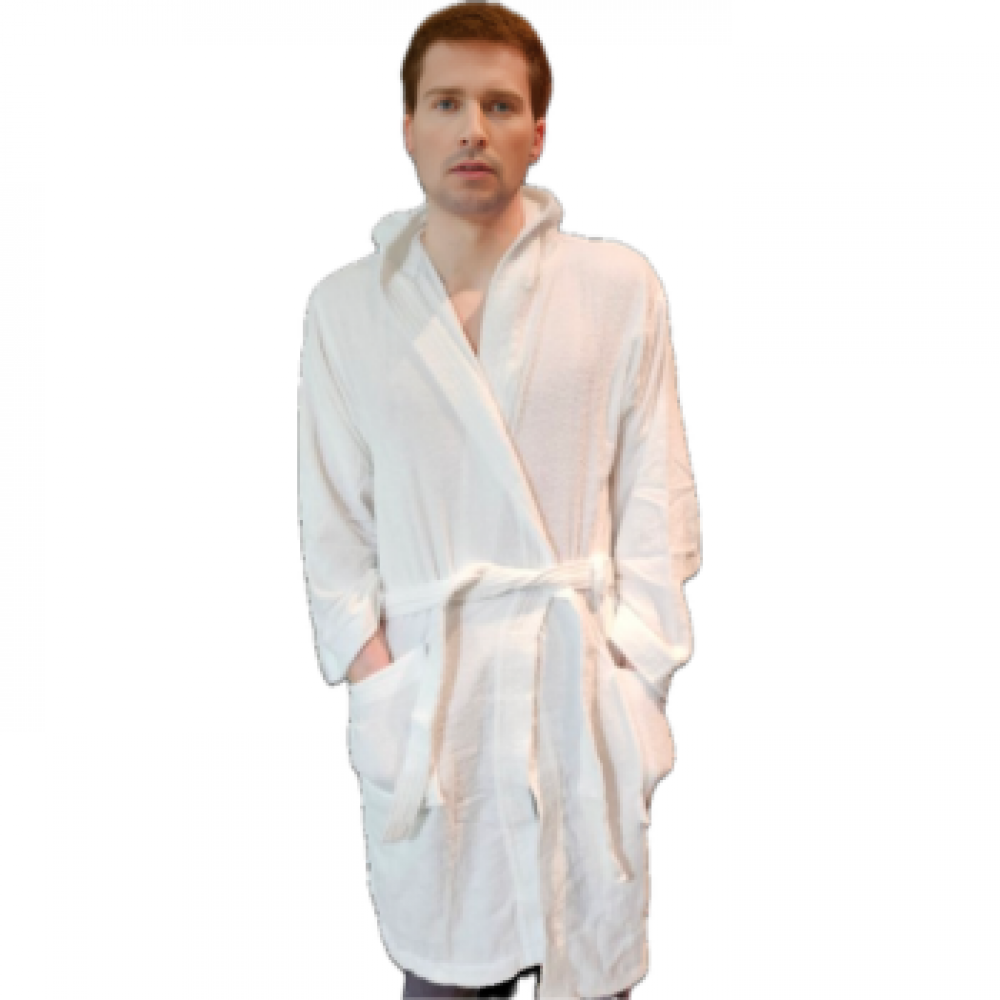 Women's or men's robe with hood (White)