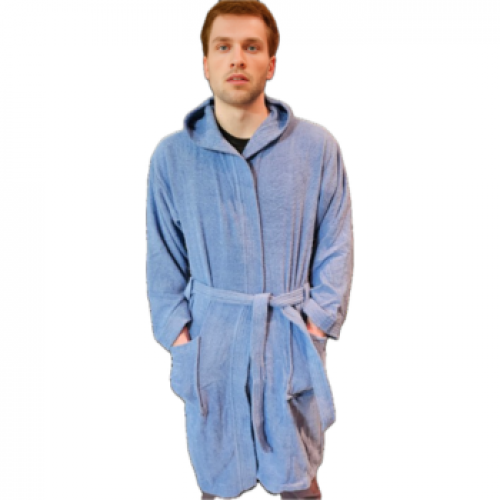 Women's or men's robe with hood (Blue)
